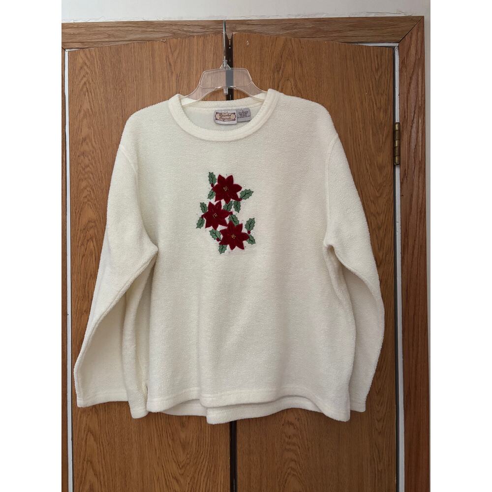 Decorated Originals Fleece Poinsettia top, Large